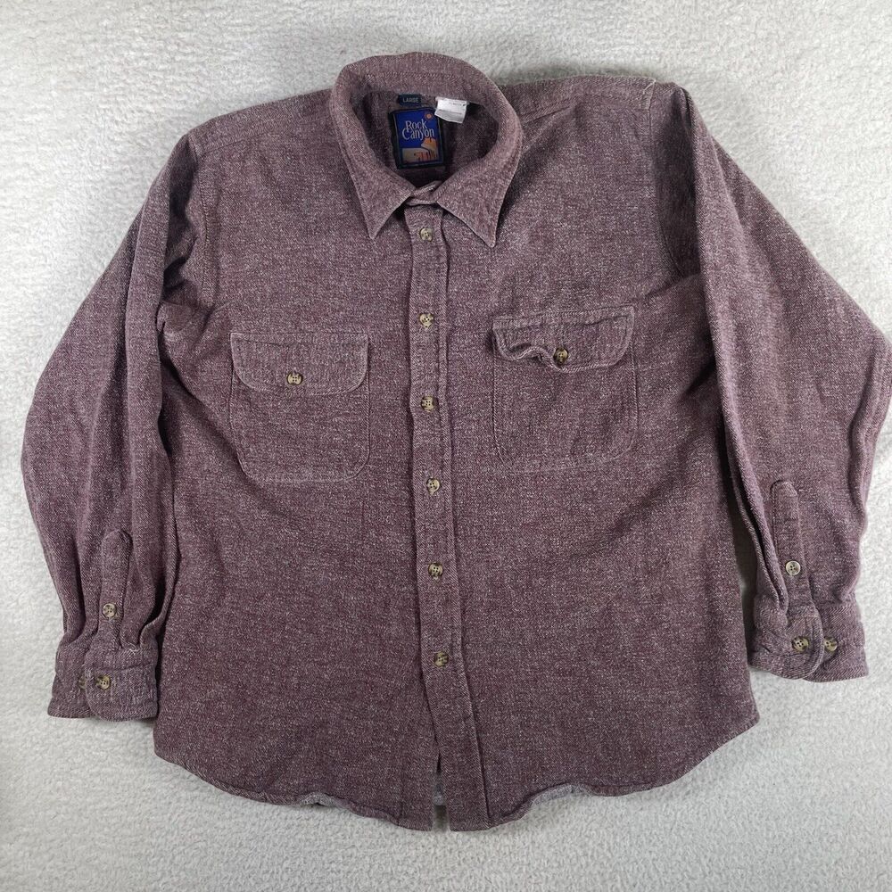 Rock Canyon Shirt Mens Large Muted Maroon Cotton Rayon Soft Chamois Flannel